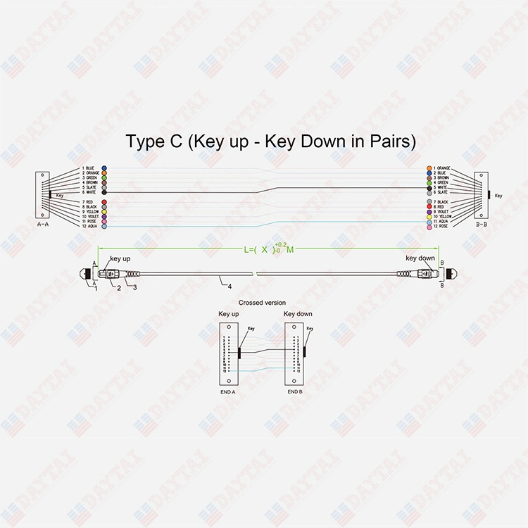 Male to Female Connector 24 Fiber MTP Patch Cable Cord