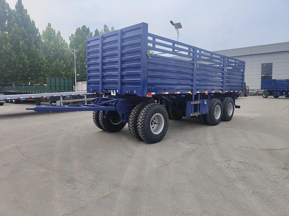 Factory Price Customize Drawbar 2/3 Axles Flat Bed Hook 30 Tons 40ton Box Cargo Towing Flatbed Bar Full Tow Dolly Trailer for Sale