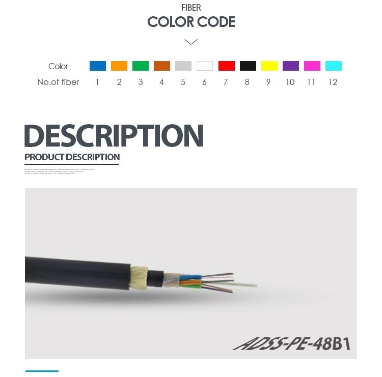 100/120m Span 4 6 8 12 24 48 72 96 Hilos/Core/F/Fo Fiber Optic Cable Manufacturers, Duct Signal Armored Fibra Optica ADSS Cable