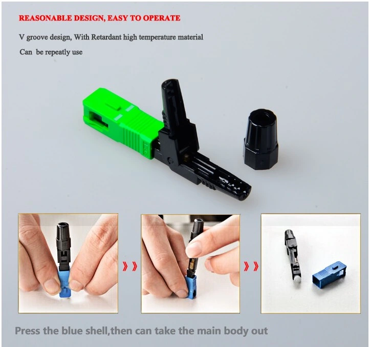 FTTH Fiber Optical Singlemode Sc APC Upc Fast Connector for Drop Cable