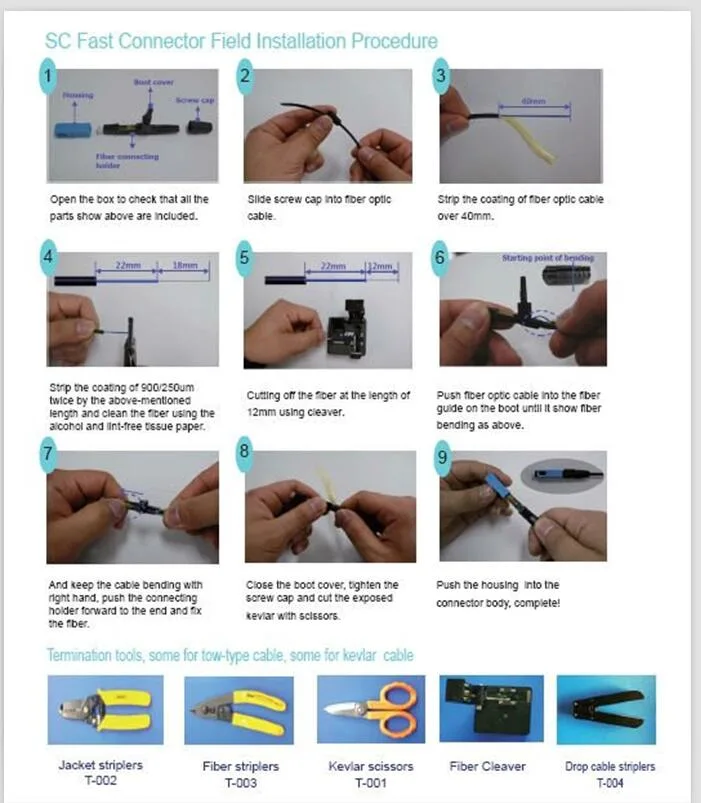 FTTH Sc APC Upc Quick Assemble Fiber Optic Connector