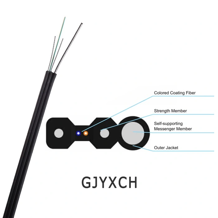 LSZH Jacket Self-Supporting Outdoor FTTH Cable 2 Core Optic Fiber Cable FTTH