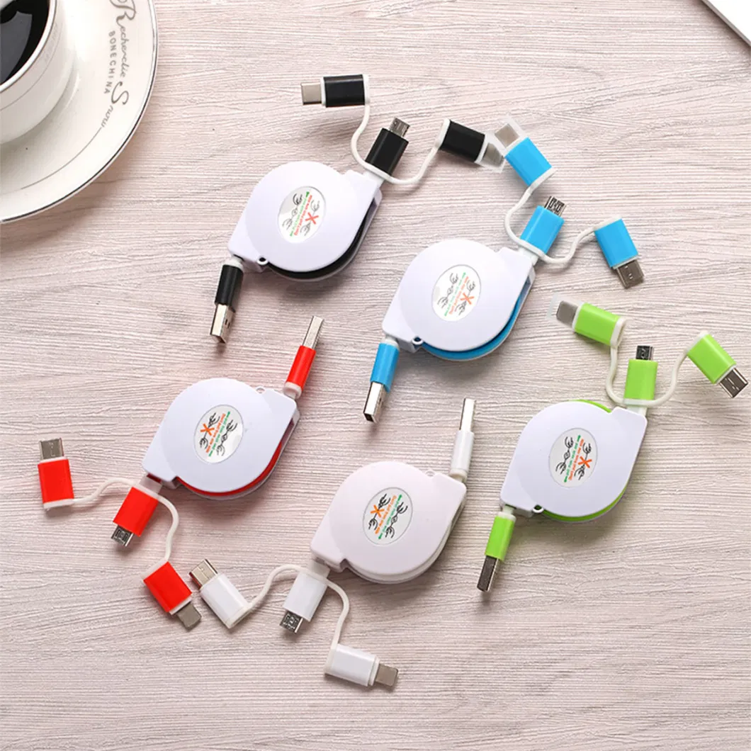 Advertising Logo Telescopic Type-C for Apple Android 3in1 Charging Unit Cable