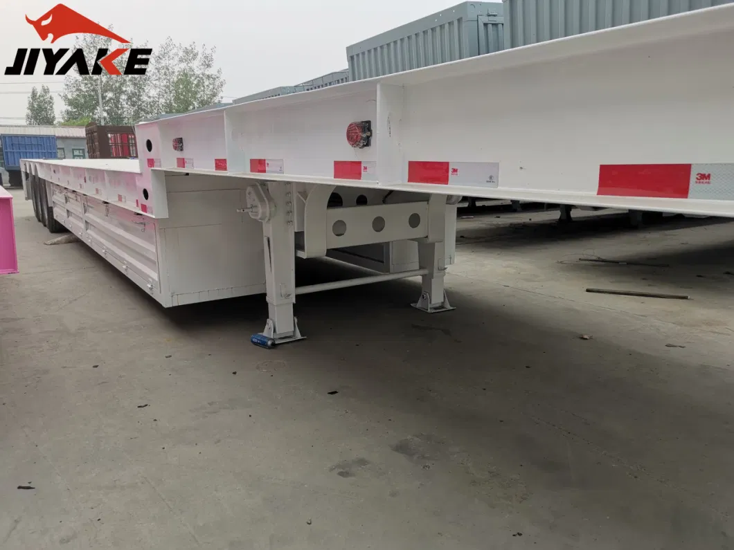 China Tri/3/4 Axles 60 Tonnes 80t 100 Tons Low Loader Heavy Duty Excavator Transport Step Drop Deck Lowbed Low Bed Truck Semi Trailer