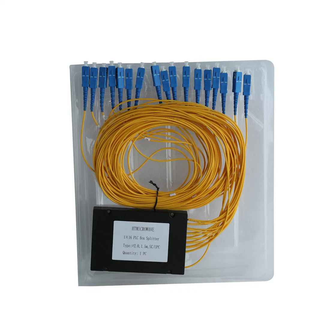1X8 PLC Optic Fiber Splitter ABS Box Package 3.0mm Cable Sc/APC Connector