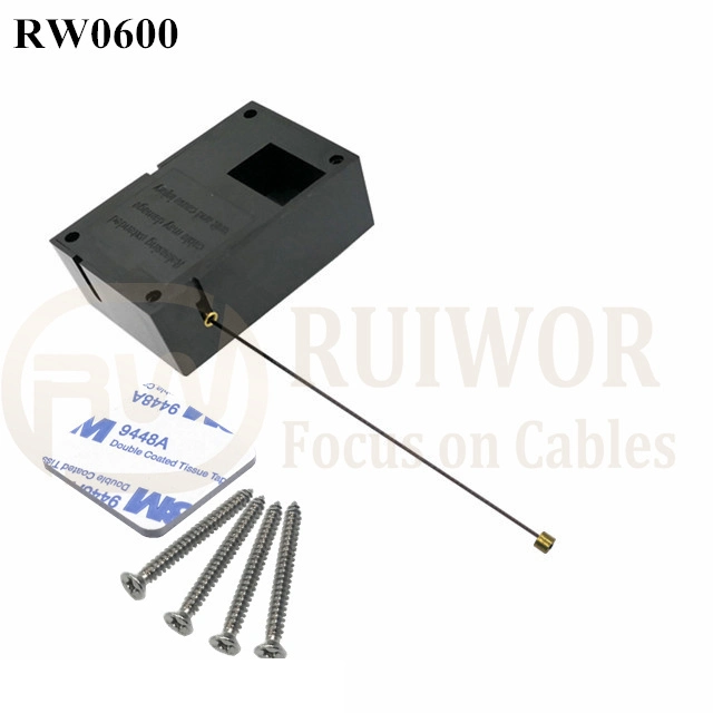 RW0600 Cuboid Ratcheting Retractable Cable Plus Stop Function Worked Cord End for Retail Product Advertising Display