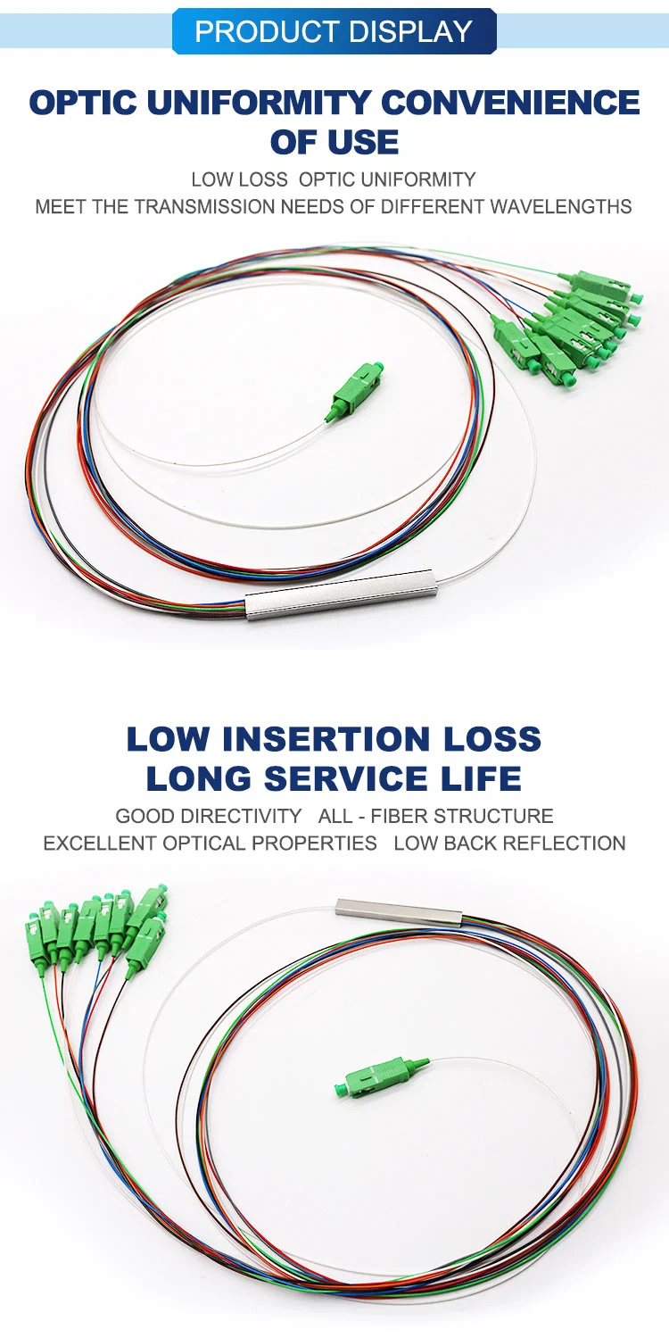 1X4 1X16 Steel Tube G657A2 G652D ISO Fiber Optic PLC Splitter