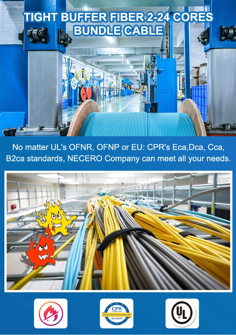 Sm Hytrel Tight Buffer 24 Core Indoor Fiber Optic Cable PU/LSZH