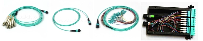 Fiber Optic Low Insertion Loss 8/12/24/48/96/144 Cores Om3/Om4 Trunk Cable MPO/MTP-LC Fanout Patch Cord