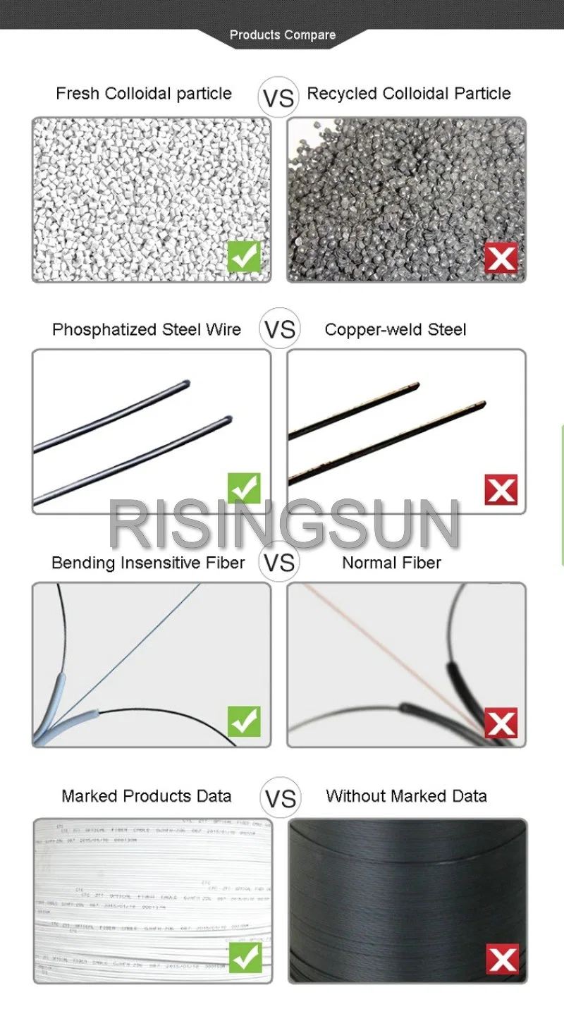 Indoor FTTH Drop Cable 4 Core Bow Type Optical Fiber Cable