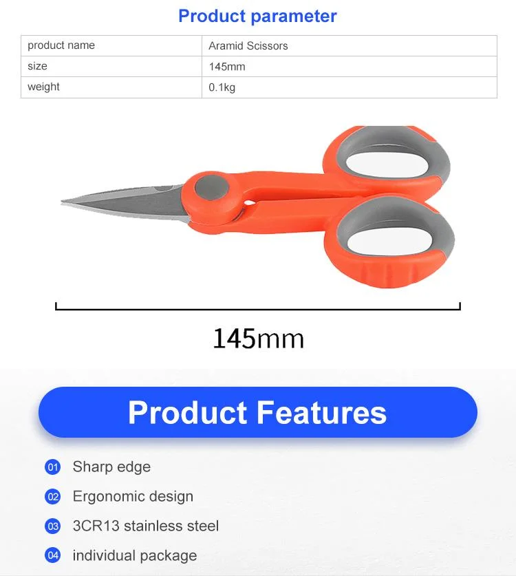 Optical Fiber Cable Kevlar Scissor and Long Scissors for FTTH Network Installation