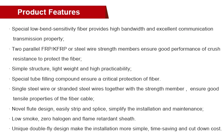 FTTH Drop Cable Single Mode G657A LSZH Fiber Optic Cable