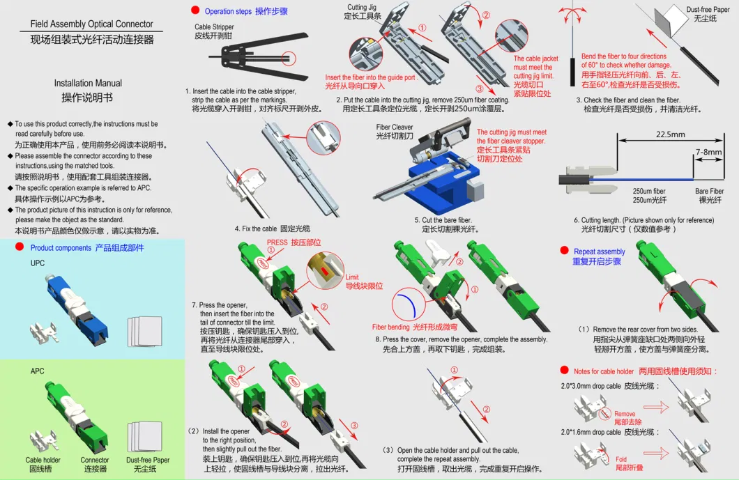 Sc APC Fiber Optic Fast Connector for FTTH/Terminal Splicing/Drop Cable