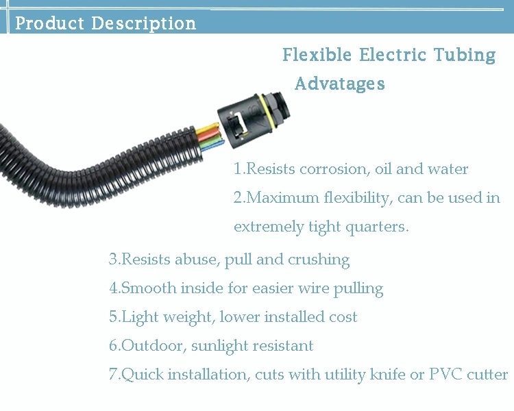 Jubo Flexible Corrugated Cable Conduits Pipe Nylon 66 Plastic Pipe