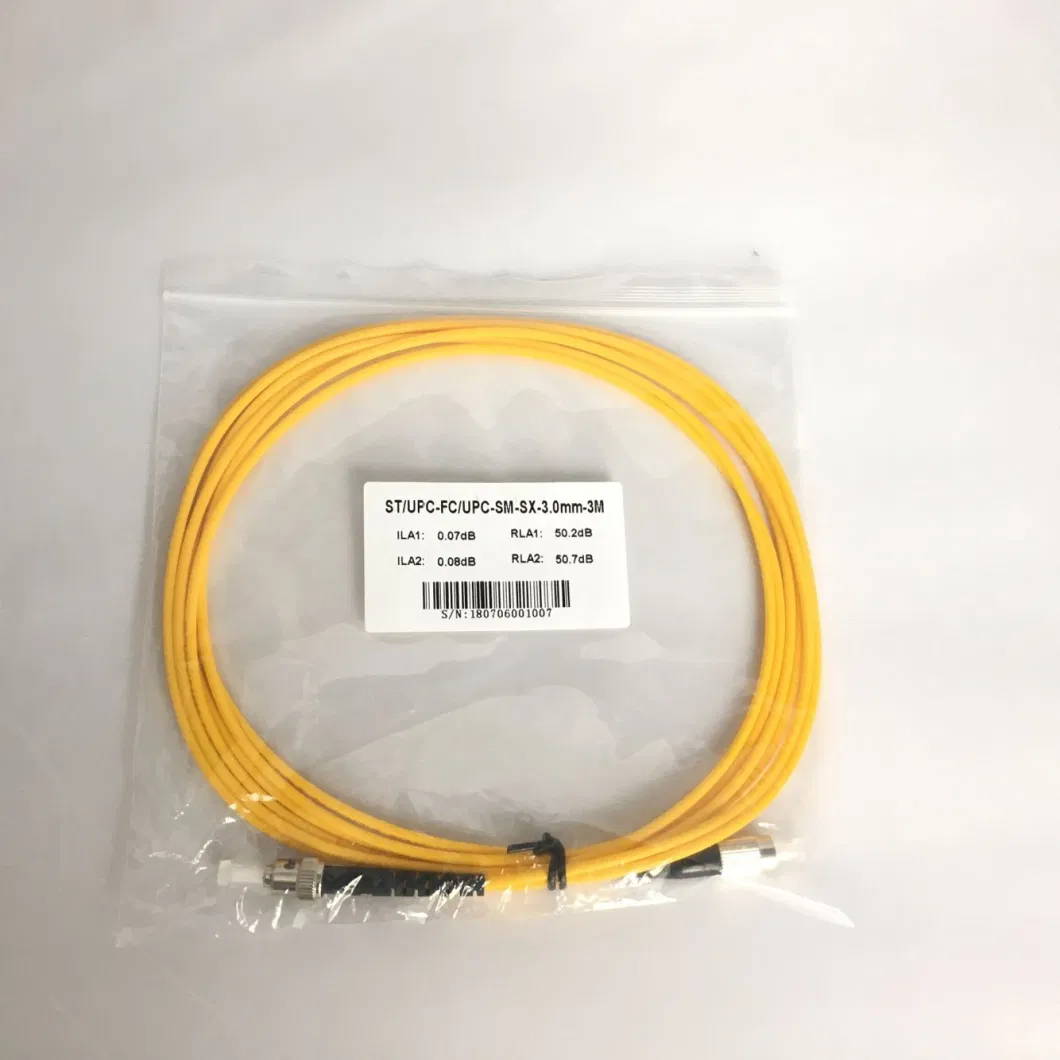 LC Sc FC St APC Upc G652D Single Mode 3mm Patch Cord Fiber Optic Jumper Pigtail Cable