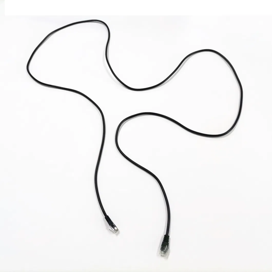 China 2m Round Wire Rj11 Telephone Cable 6p6c Black