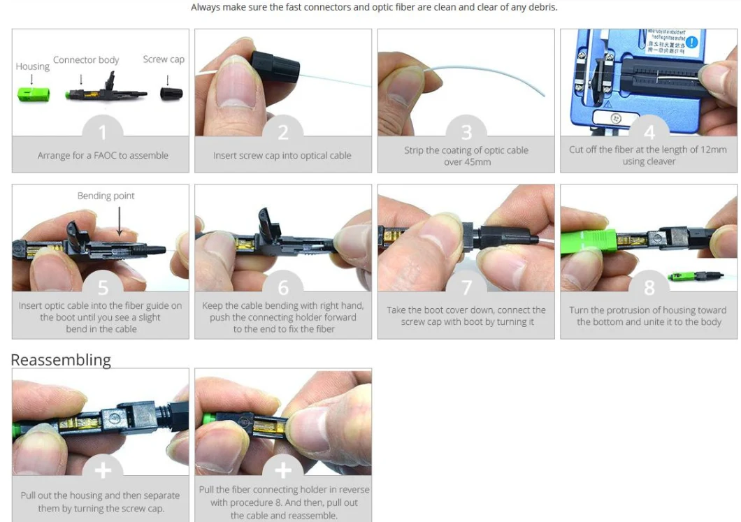 Apply to Field Assembled Optic Fiber Fast Connector for FTTH Drop Cable