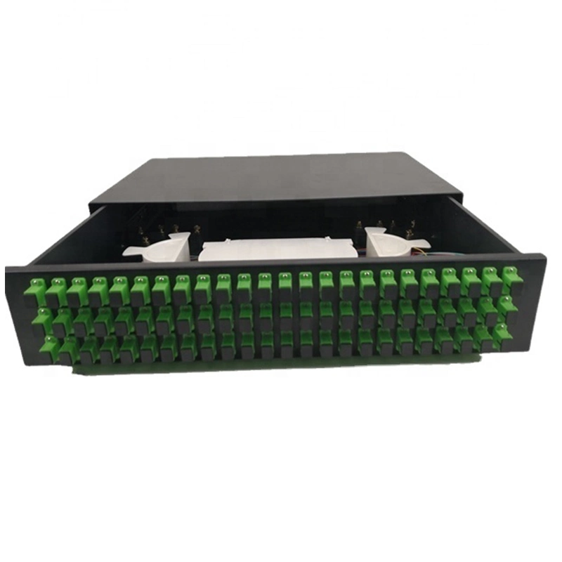 19 Inch Rack Mount Fiber Optical Terminal Box 2u Drawer Type Slideable Type 72 Port Sc Connector Patch Panel