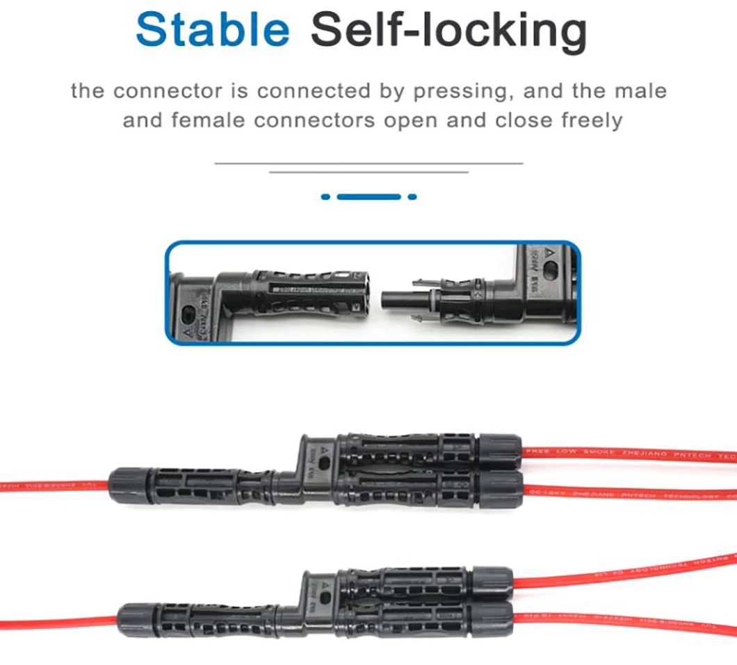 1500V DC Solar Panel Connection Tin Plated Copper PV005-T T Type Branch Solar Connector for Solar Cable