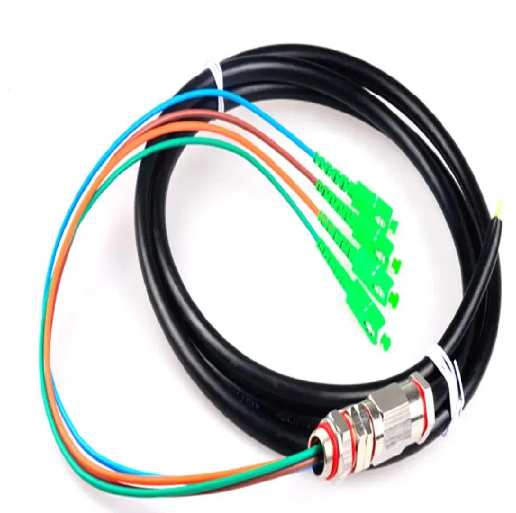 Outdoor Armoured Fiber Optic 4 Cores 6 Cores Tactical Optic Fiber Pre-Terminated Waterproof Pigtail Cable