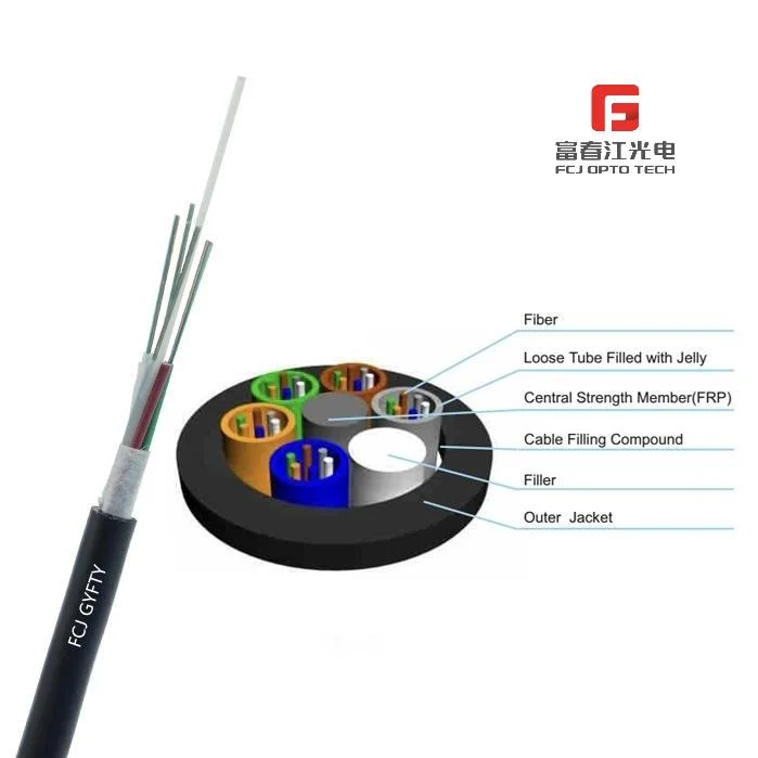 Fcj FRP Strengthen Direct Burial Outdoor Fiber Optic Cable GYFTY