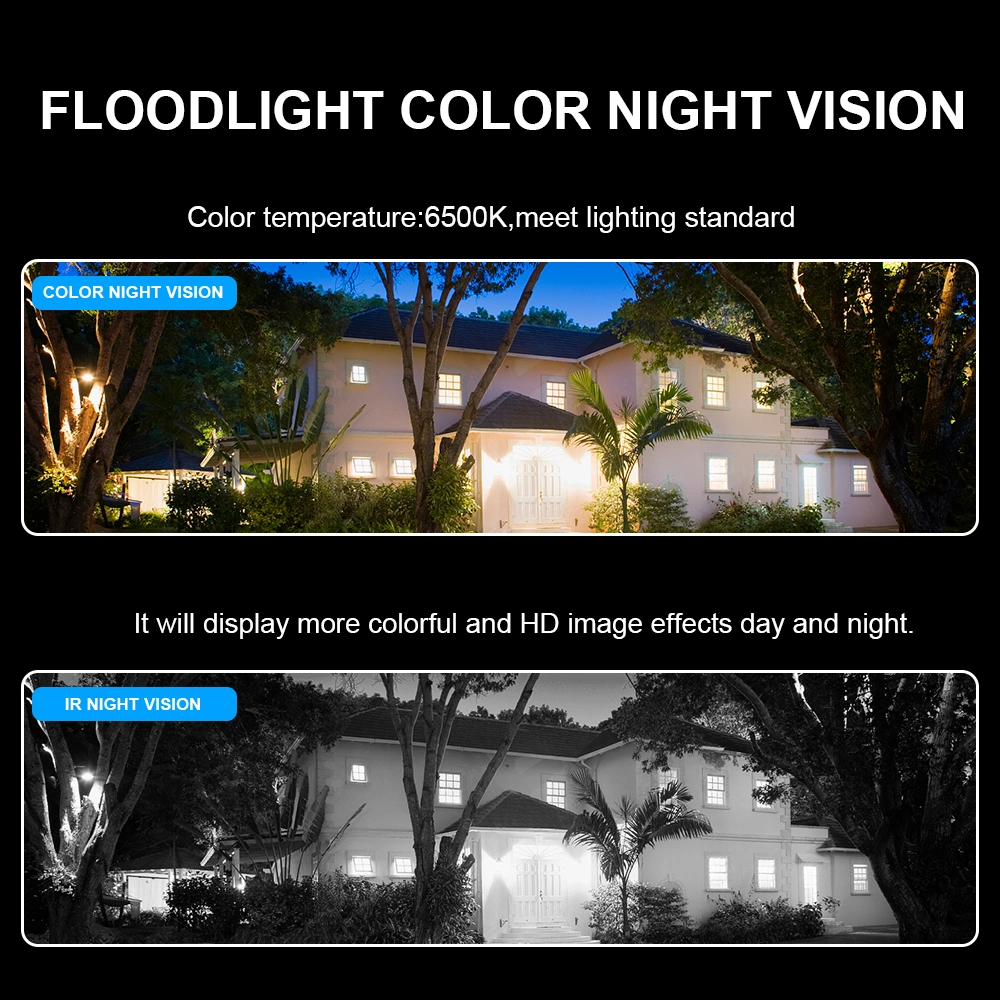 4MP 1500lm Dual Lens Solar Floodlight Security Color Nightvision Outdoor PTZ Camera Support Human Motion Auto Tracking