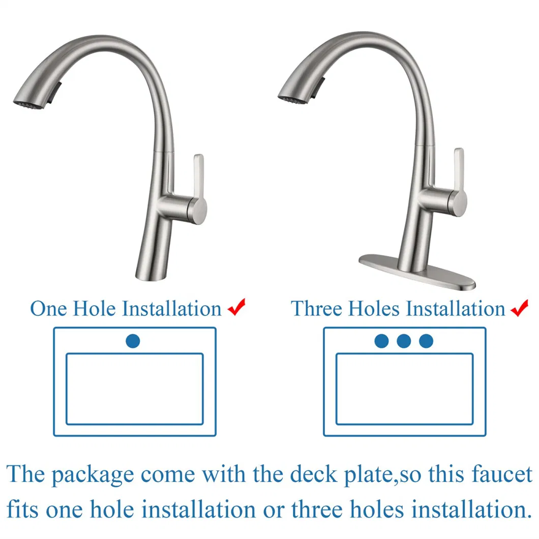 High Arc and Multiple Water Flow Mode Chrome Single Handle Stainless Steel Kitchen Faucets for RV Kitchen Bar