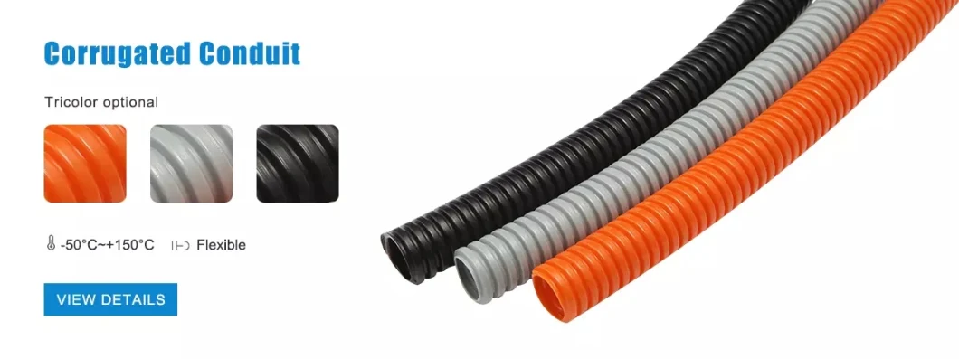 Jubo Liquid Tight Plastic Flexible Corrugated Cable Conduit for Electrical Cable Protection