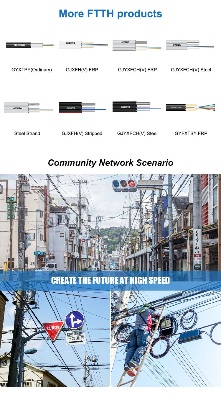 Necero Cable 6 Core Fiber Optic Cable Flexible Cable GJYXFCH Drop Cable