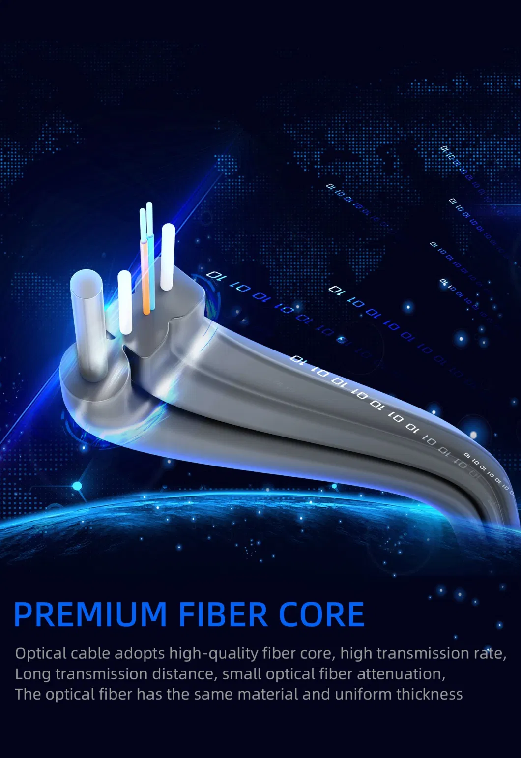 FTTH Outdoor Optical Fiber Drop Cable G657A1 1 Core Single Mode LSZH Black Jacket 1 Steel Wire+2 FRP Strength Member, 1000 Meters