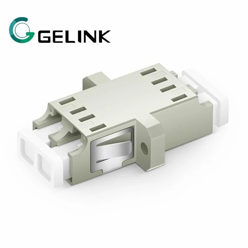 LC Upc Om1 Om2 Duplex Reige Color with Flange Fiber Optic Adapter