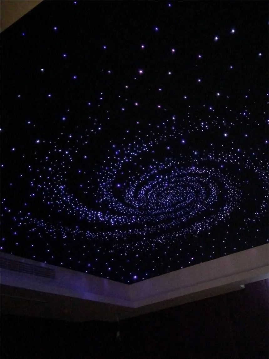 Decorative Star Ceiling LED Black Jacket Fiber Optic Light Kit for Restaurant Hall Ceiling Design