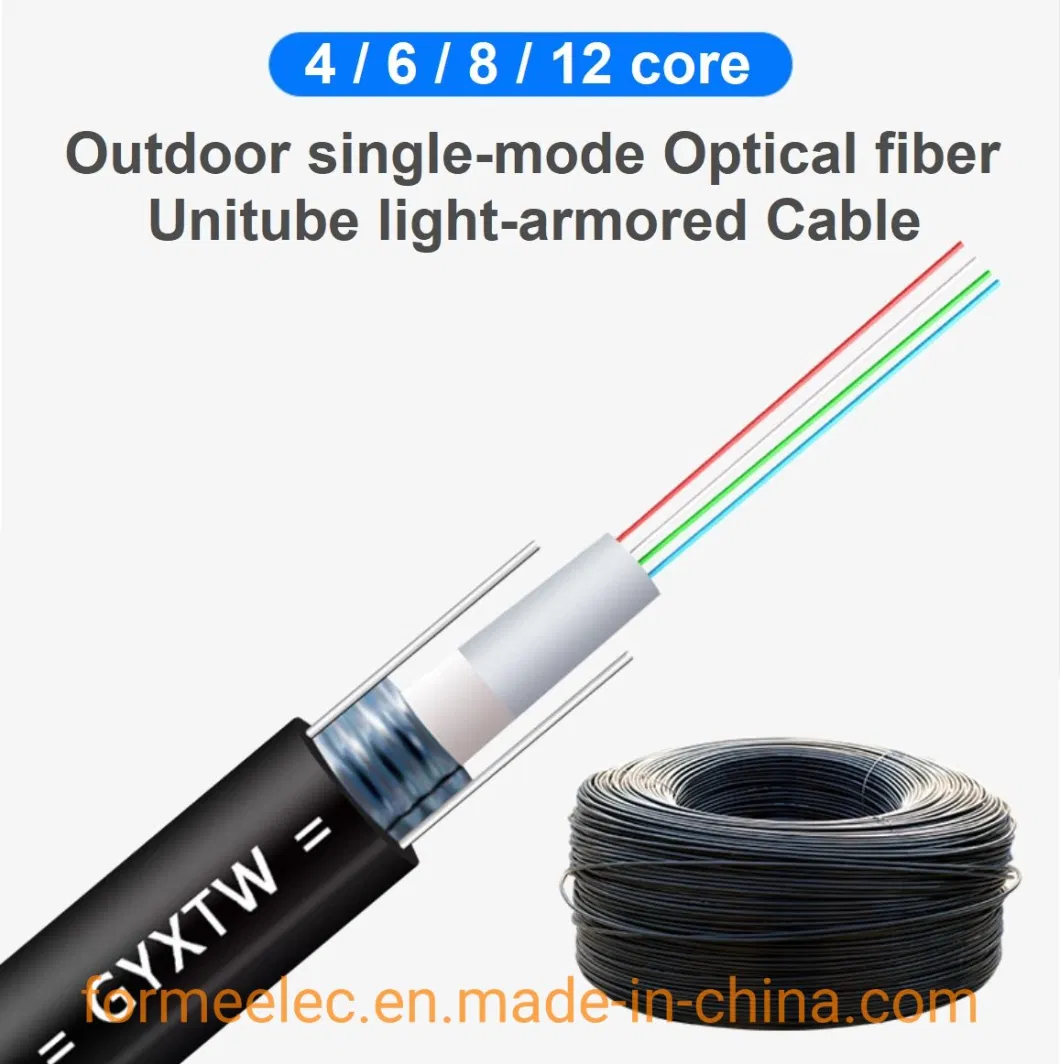 GYXTW Optical Cable 8 Core Single-Mode Fiber Optic Outdoor Unitube Light-Armored Cable