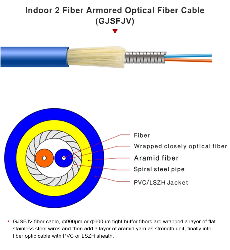 Indoor Distribution Double Armoured Spiral Wire Aerial Optical/Optic Fiber