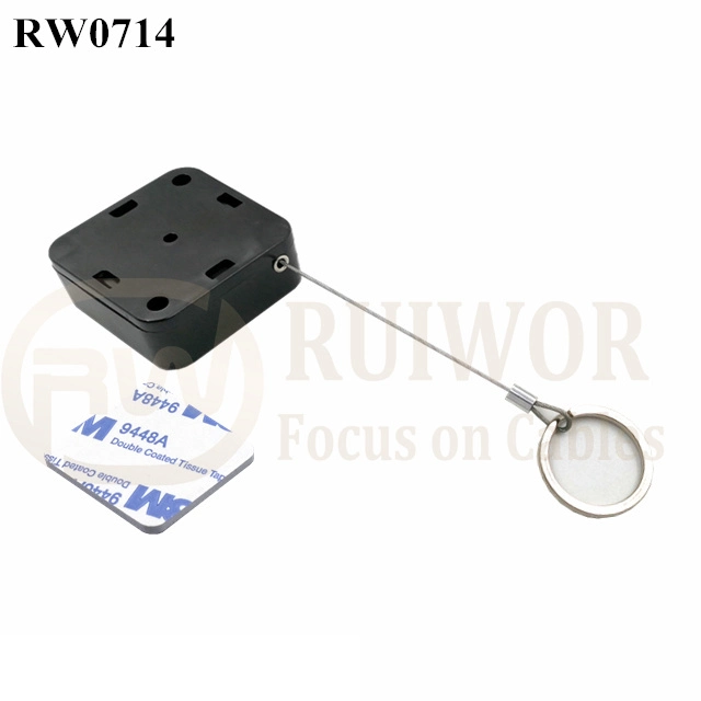 RW0714 Square Retractable Cable Plus with Demountable Key Ring for Retail Positioning Advertising Display