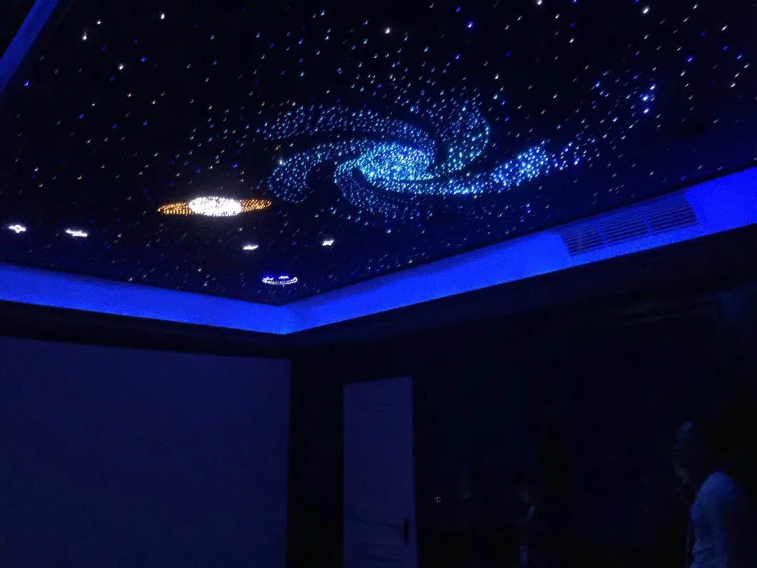 Decorative Star Ceiling LED Black Jacket Fiber Optic Light Kit for Restaurant Hall Ceiling Design