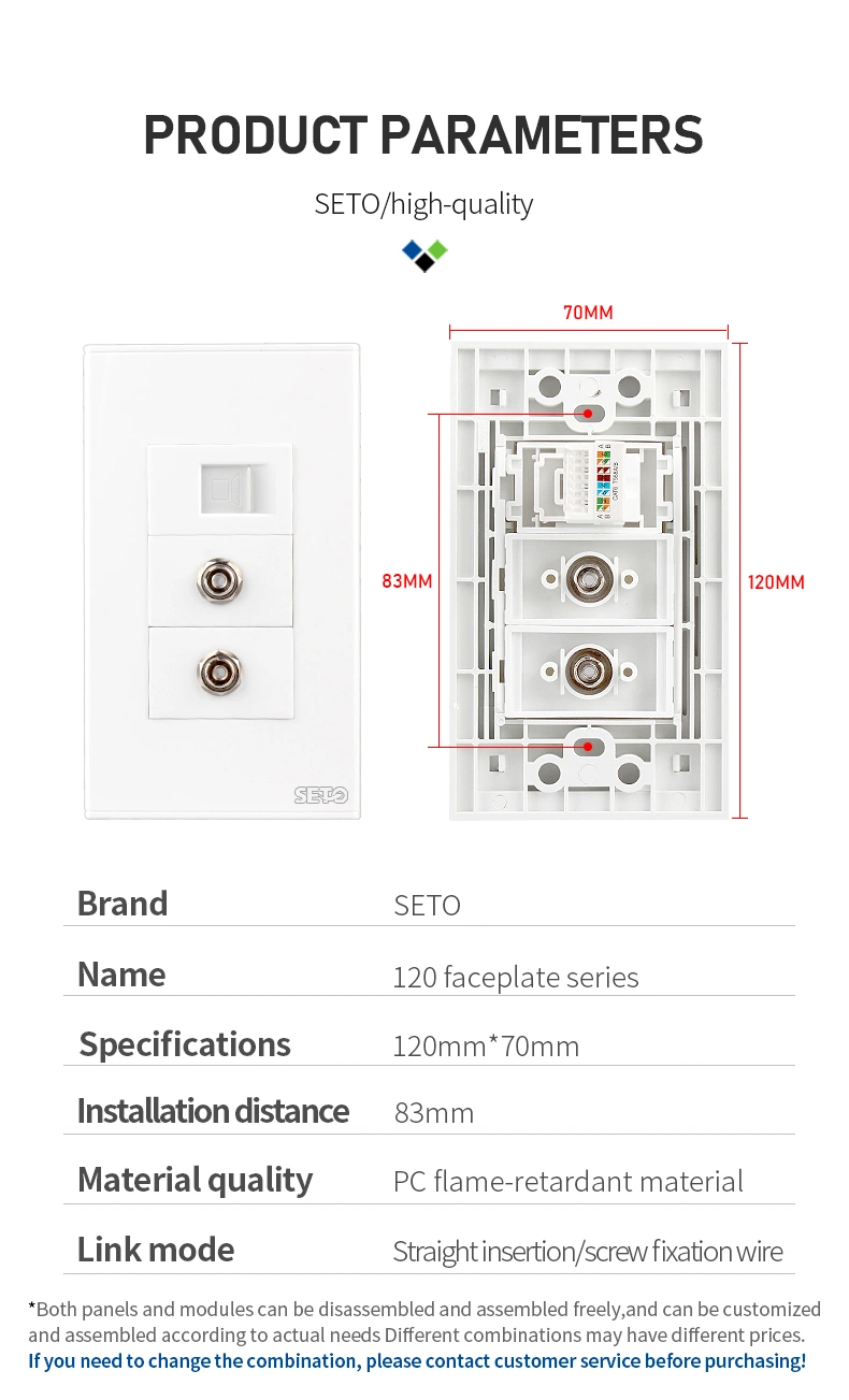 PC Type 86 128 Dark - Mounted Wall Terminal Box Socket Panel Home Network Outlet FC Fiber Computer Optical Steel