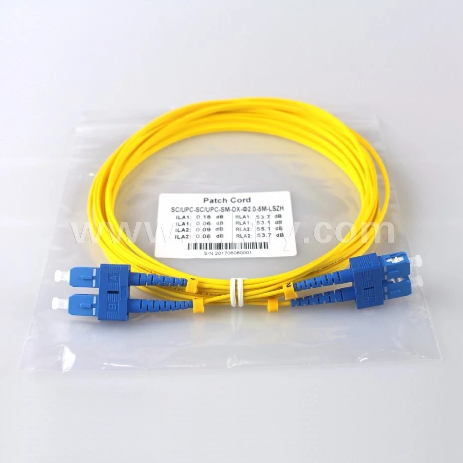 Sc-Sc Sm G652D Duplex Fiber Optic Jumper Cable with Duplex Clamp and Digital Identity