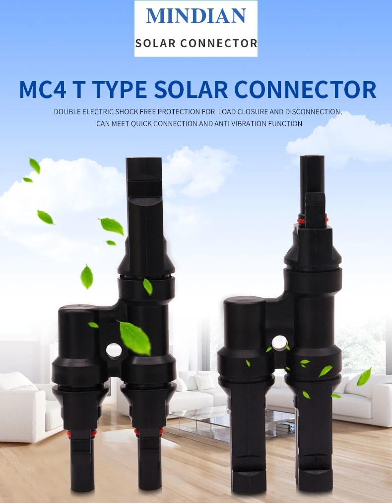 T2 IP67 1000V Series Parallel Connection 1 to 2 T Type Solar Panel Cable Branch Connector