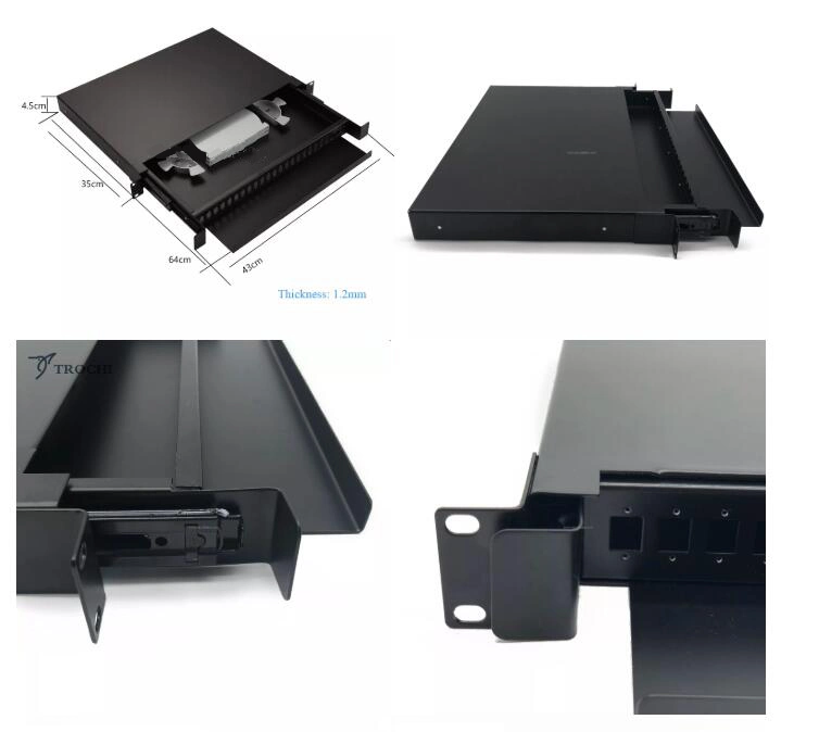 19 Inch Rack Mount Fiber Optical Terminal Box 2u Drawer Type Slideable Type 72 Port Sc Connector Patch Panel