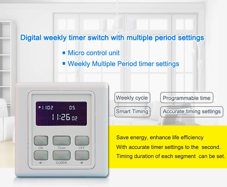 Keypad Digital Timer Switch, Programmable Time Switch with Weekly Multiple Period Settings