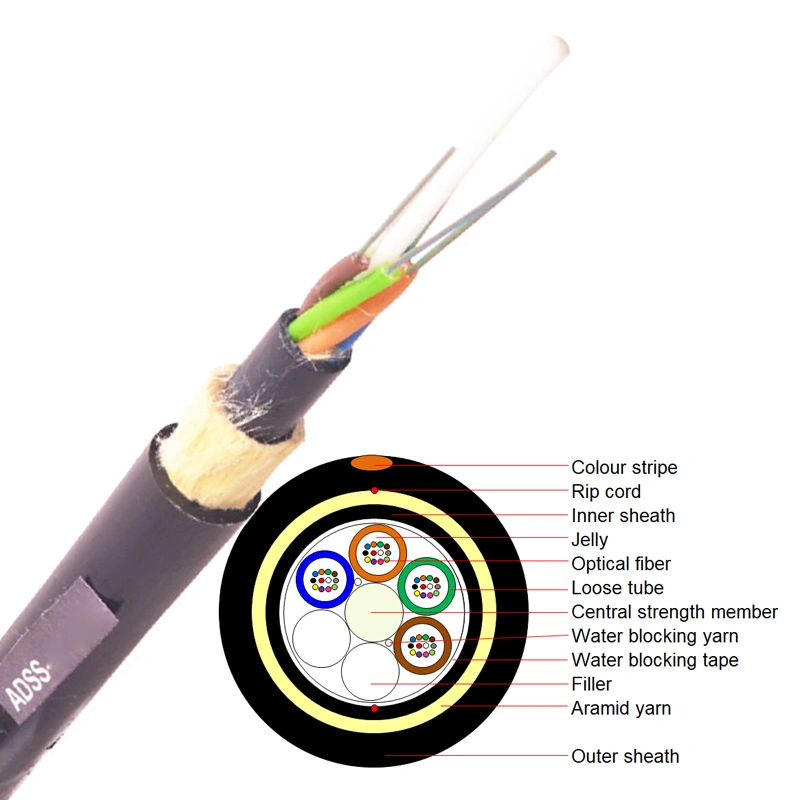 FTTH ADSS Network Cable Outdoor G657A Communication Cable 48/96c Fiber Optic Cable