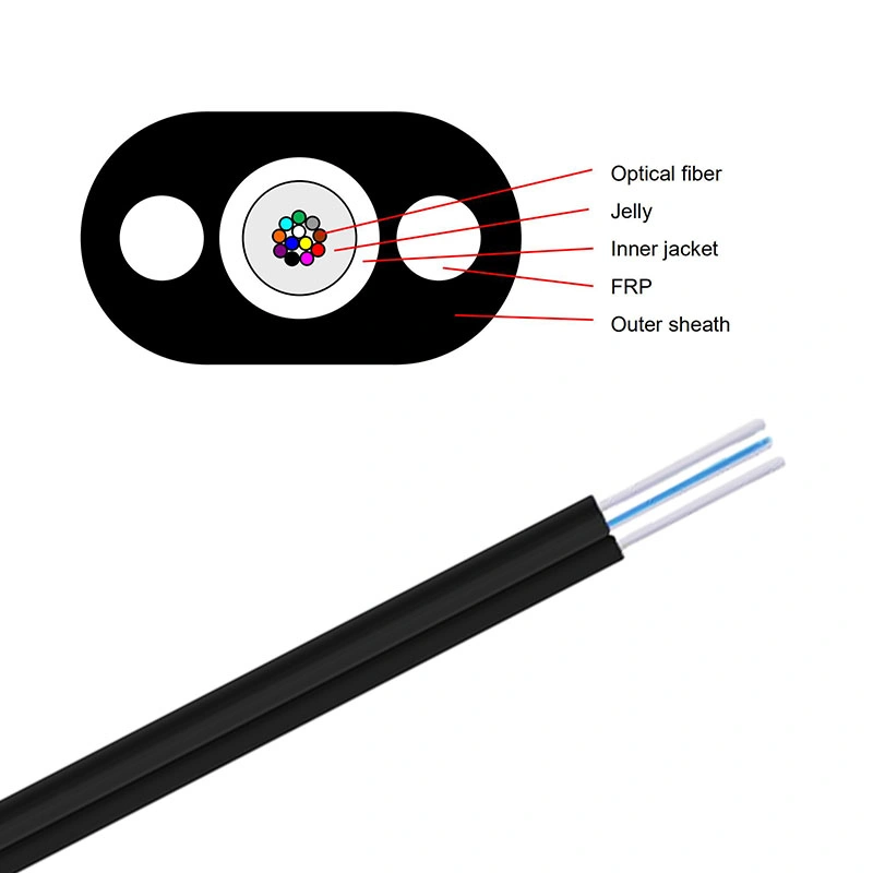 Steel/FRP Strength Member FTTH Drop Fiber Cable 12 Core