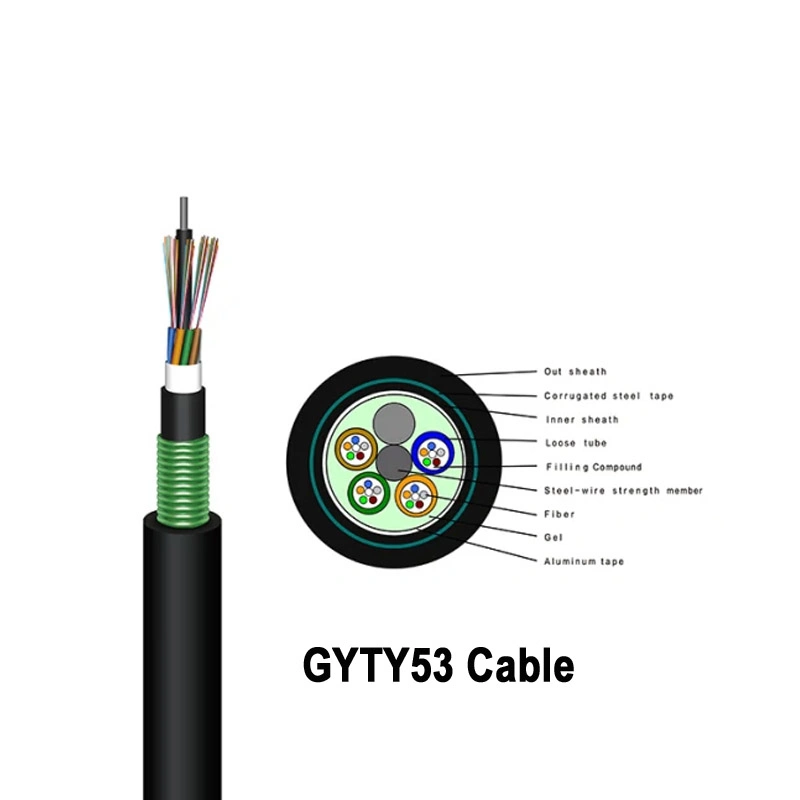 Direct Burial Double Jacket Anti-Rodent HDPE GYTY53 12 Core Fiber Optic Cable