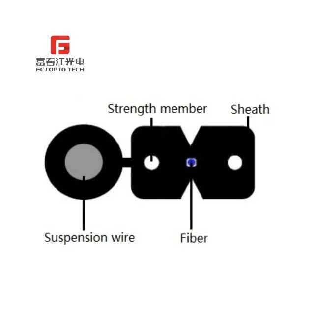 Fcj FTTH Indoor Outdoor 2 Core Self-Support Steel Wire Drop Cable GJYXFCH