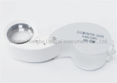 Full Metal Foldable Identification Jewelry Magnifier Mg21011 with LED Lamp 40X25mm