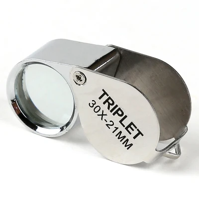 All Metal Silver Folding Optical Triplet Jewelry Loupes Identification Magnifier