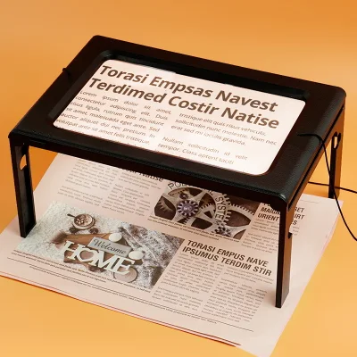 Portable Hanging Foldable 3X Magnifier with LED Handsfree Magnifying Glass A4 Full Page Desktop Magnifying Glass for Reading