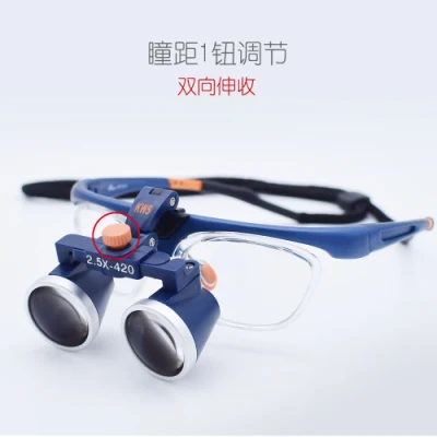 Dental Eyes Loupes 2.5X Magnification Two-Way Screw Thread Dental Surgical Loupes LED
