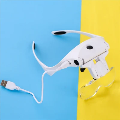 New Version Rechargeable LED Eyeglasses Bracket Headband Interchangeable Magnifier 1.0X, 1.5X, 2.0X, 2.5X, 3.5X